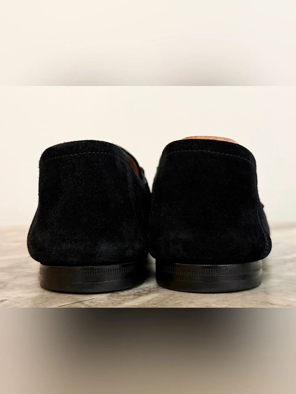 GUCCI BRIXTON Black Suede Web Horsebit Loafers US 7.5 Gucci 7 Jordaan $1050